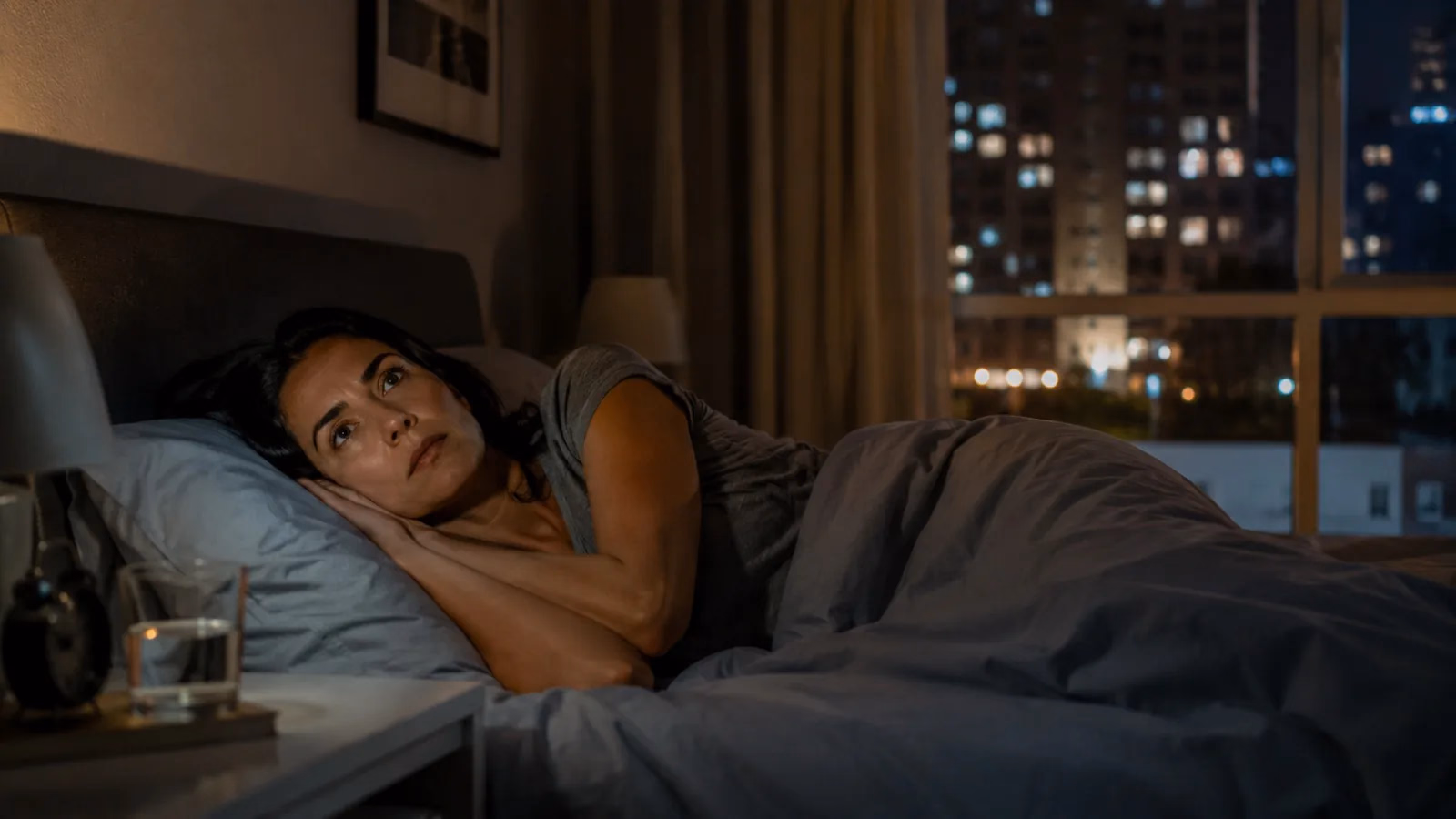 Línea temporal nocturna que muestra sueño estable, microdespertares y despertares provocados por ruido