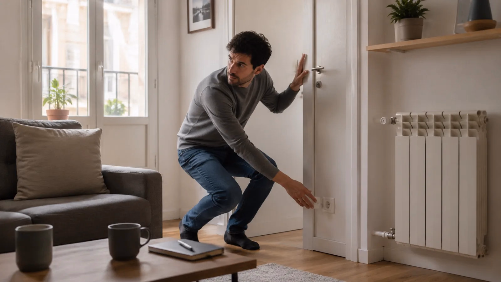Plano de una vivienda con ondas que muestran distintas vías de transmisión del ruido
