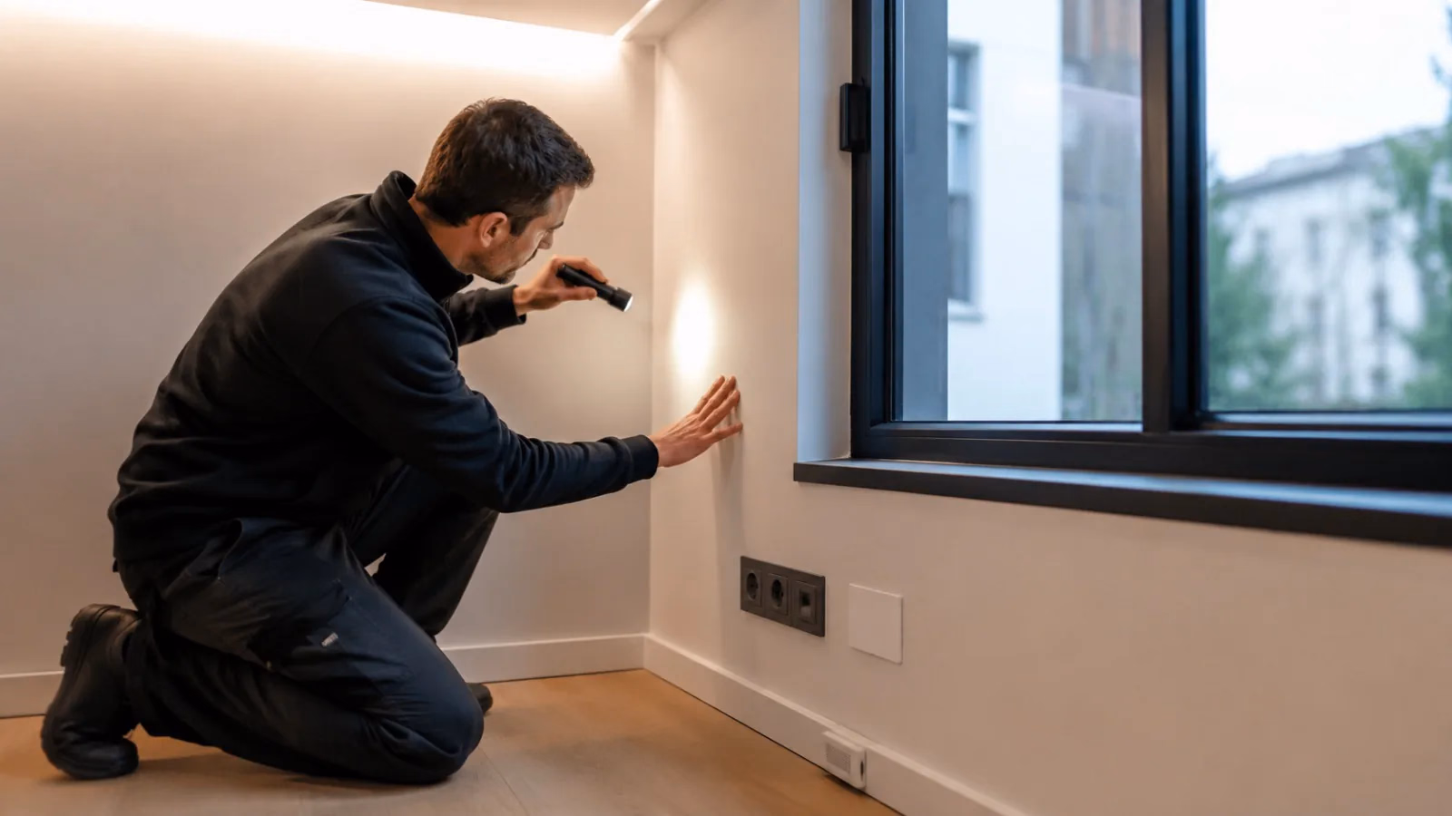 Pared acústica con tornillo, enchufe, tubería y encuentros rígidos que permiten al sonido rodear el aislamiento